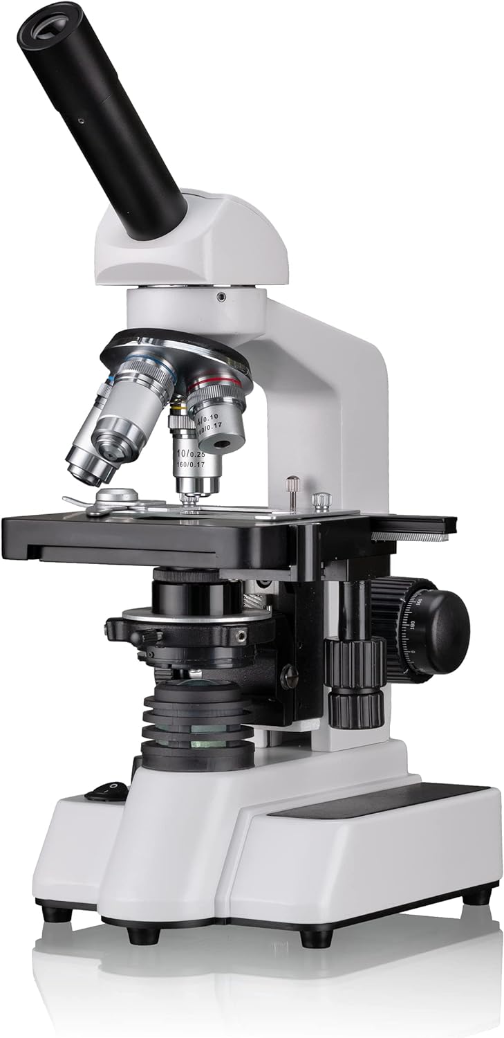 Bresser hochwertiges monokulares Durchlicht-Mikroskop, Erudit DLX 40x-1000x Vergrösserung, koaxialer