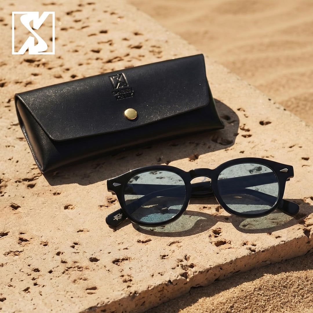 SHEEN KELLY Retro Acetat Ovale Sonnenbrille für Männer Frauen Hochauflösend Polarisierte Round Linse