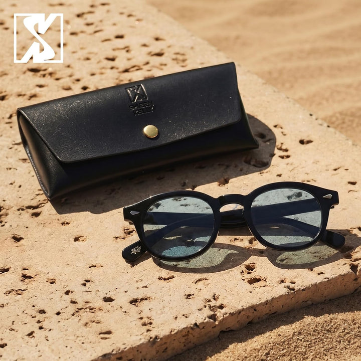 SHEEN KELLY Retro Acetat Ovale Sonnenbrille für Männer Frauen Hochauflösend Polarisierte Round Linse