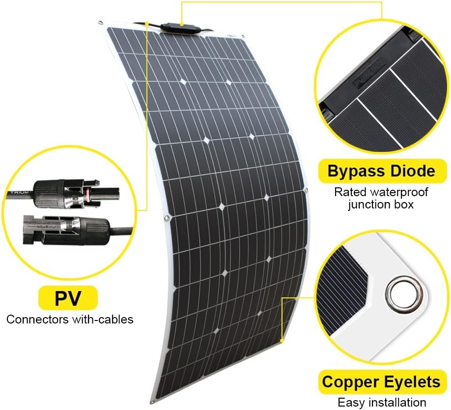 600W Flexibel Solarpanel (6 Stück 100W) 12V Monokristalline Flexible Solarmodul Off-Grid für Marine,