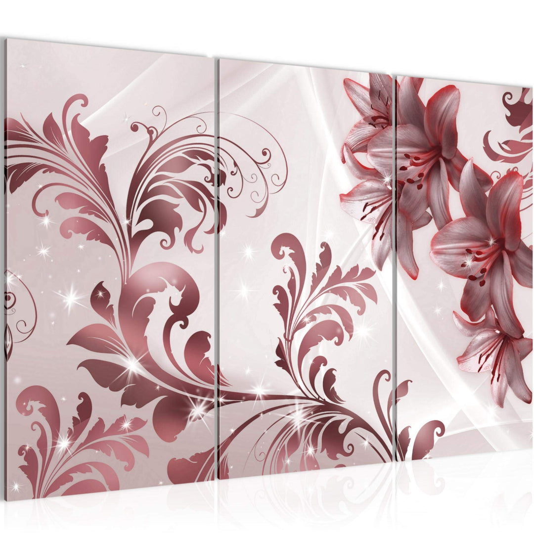 Runa Art Wandbilder Blumen Lilien Bild XXL Wohnzimmer Schlafzimmer Rosa Grau Abstrakt 120 x 80 cm 3