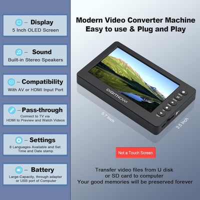DIGITNOW! HD Video Capture Box 1080P 60FPS USB 2.0 Video zu Digital Converter mit 5" OLED Bildschirm