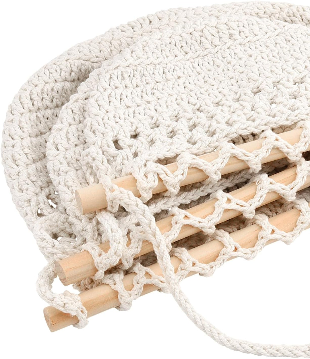 CHUEHKAK Hängende Obstkörbe (3er Set) - Boho gewebte Aufbewahrungstaschen für Küchenwand und Badezim