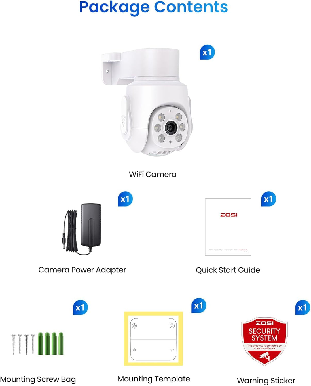 ZOSI 5MP WiFi 6 Überwachungskamera, 360° PT WLAN Zusatzkamera, KI Personen-/Fahrzeugerkennung, Farb-