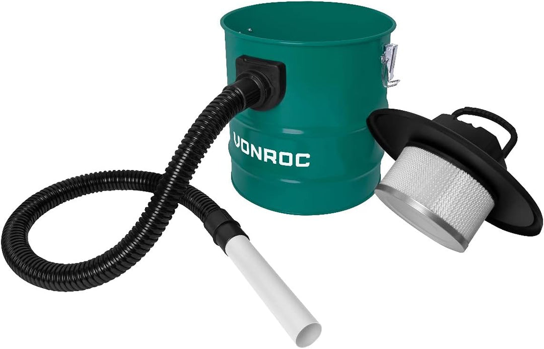 VONROC Aschesauger 1600W – 20L Behälter – 3m Netzkabel – Für Kamin, Barbecue en Werkstatt