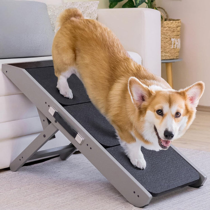 Hundetreppe für Bett & Sofa 2-in-1 Rampe, Höhenverstellbar 18-50 cm für Couch, leicht zu bewegen, Ha
