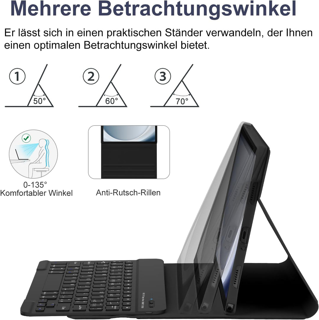 HOTLIFE Tastatur Hülle für Samsung Galaxy Tab А11+ 2025/А9+ 11 Zoll 2023, Schutzhülle mit Automatisc