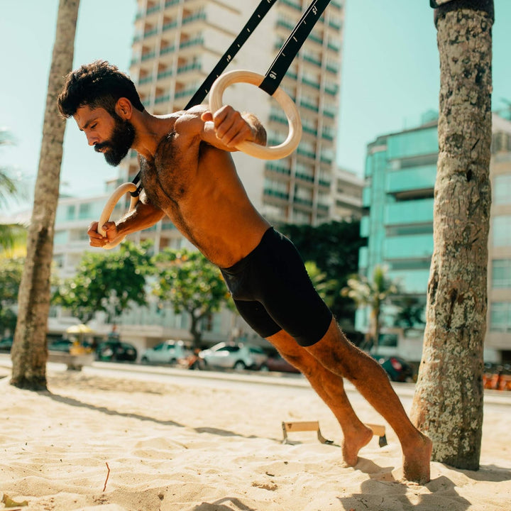 PULLUP & DIP Premium Turnringe Holz, Gym Rings Gymnastikringe, Turnerringe für Calisthenics, Breite