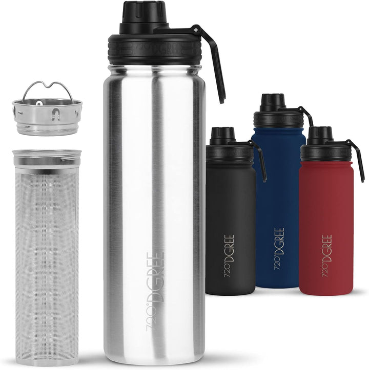 720°DGREE Edelstahl Thermo Trinkflasche 710ml “noLimit” +Früchtebehälter - Auslaufsicher, Kohlensäur