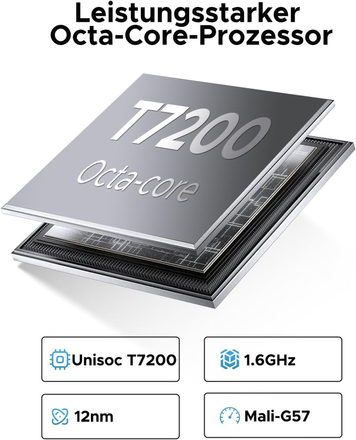 U11 Android 16 AI Tablet 11 Zoll, 16GB+128GB (2TB TF) Gaming Tablets, T7200 Octa Core, 8580mAh, Gemi