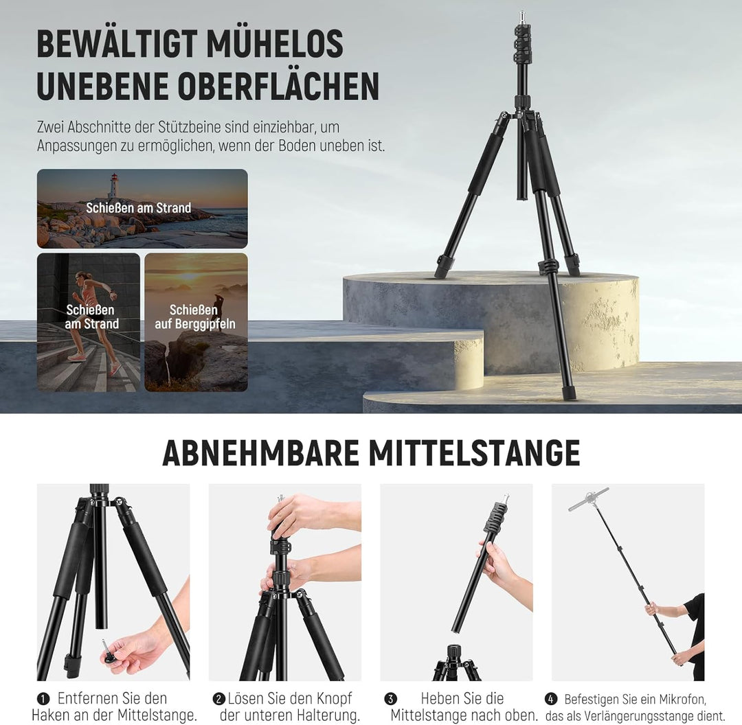 NEEWER Fotografie Licht Stand, 1.5-6.4ft/47-195cm Aluminium Reversible Studio Beleuchtung Stativ, Po