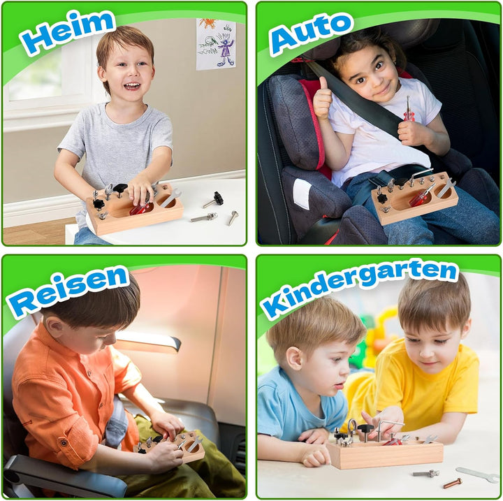 LearnToy Montessori Spielzeug ab 3+ Jahr - Holz Schraubbrett für Feinmotorik - Baby & Kleinkinder