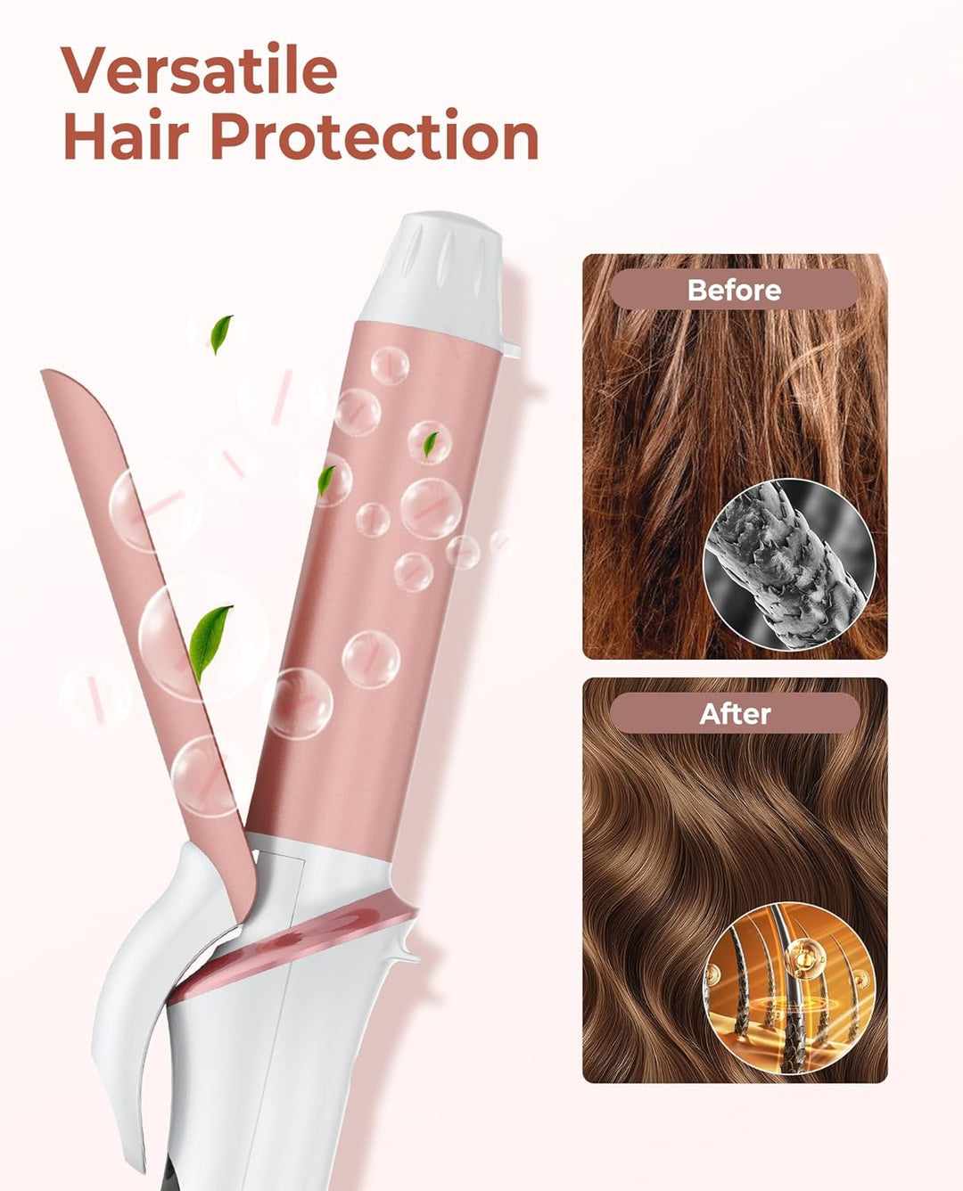 UKLISS Mini Lockenstab für Kurze Haare, 25mm Reise Lockenstab Kleine Locken, LCD Display 120-200℃, m