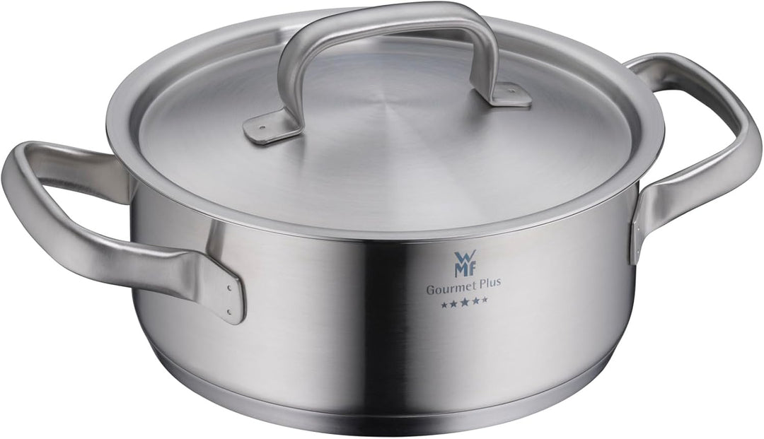 WMF Gourmet Plus Topfset Induktion 4-teilig, Kochtopf Set mit Metalldeckel, Cromargan Edelstahl matt