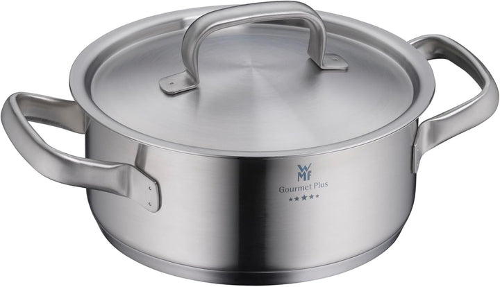 WMF Gourmet Plus Topfset Induktion 4-teilig, Kochtopf Set mit Metalldeckel, Cromargan Edelstahl matt