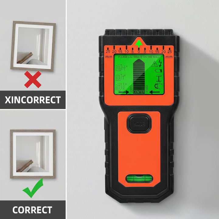 Leitungssucher - Multifunktionaler Ständerdetektor mit LCD-Display | Kabeldetektor für Wände, Holz,