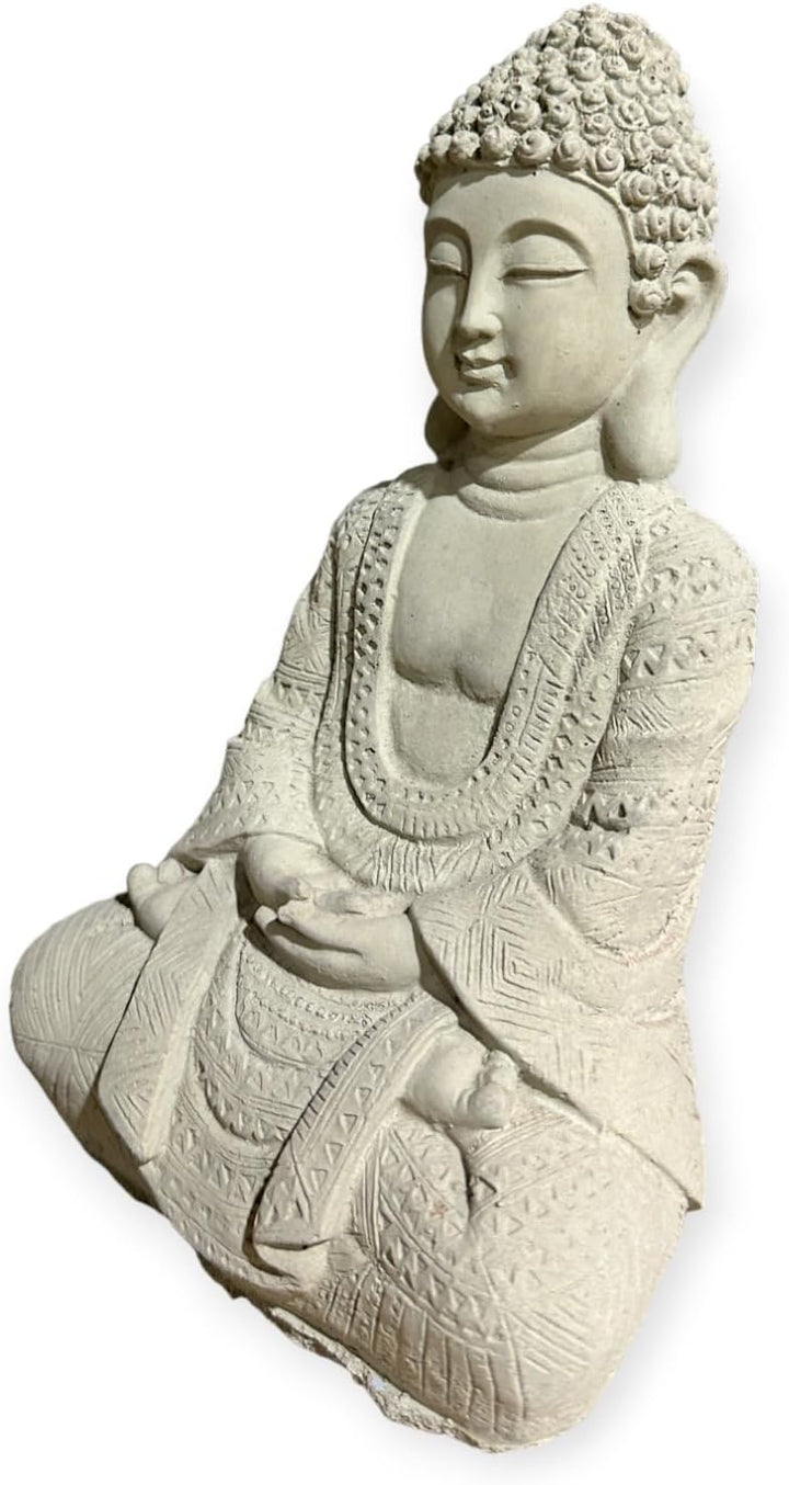OriginalPaul Skulp & Betondesign Frostsichere sitzende Buddha Steinfigur - Handgefertigt in Deutschl