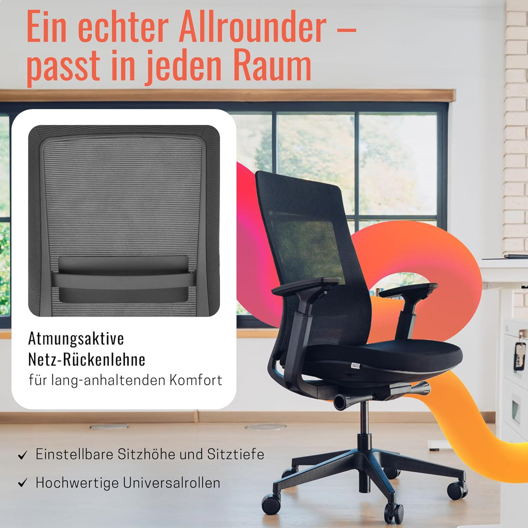 Yaasa Chair Essential Bürostuhl Ergonomisch, Schreibtischstuhl für gesunde Körperhaltung, Lordosenst