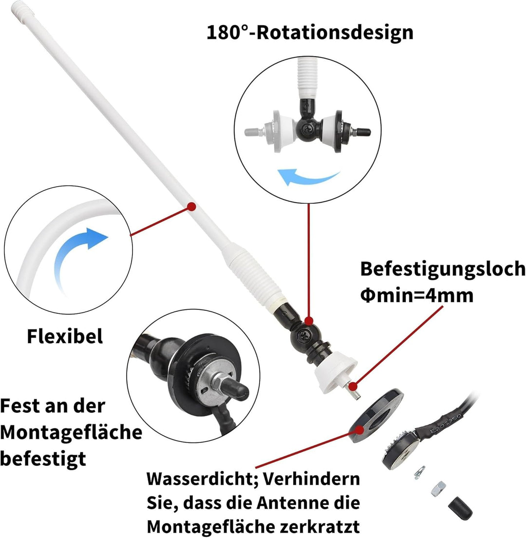 RED WOLF Gummi Ente Antenne Hochflexible, Marine Radio Antenne FM AM Stabil für ATV UTV Boot Yacht T