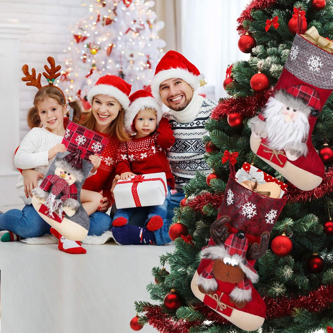 Toyvian Weihnachtsstrumpf 3Pcs 19.6" Grosse Grösse Weihnachtsstrumpf Schneemann Elch Santa Claus Wei