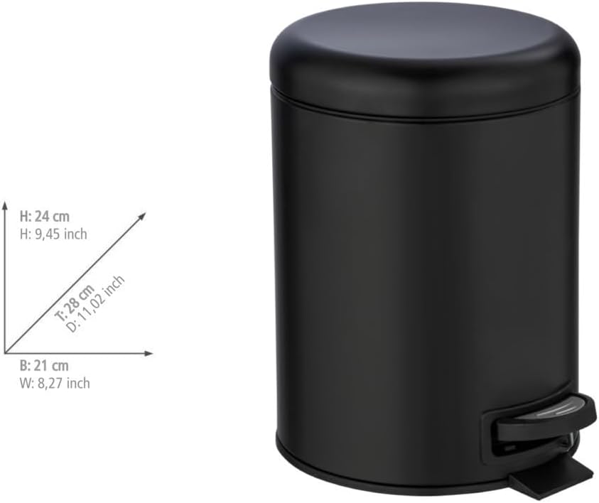 WENKO Treteimer Mod. Leman, 5 Liter, mit herausnehmbarem Einsatz, aus lackiertem Stahl, 21 x 24 x 28