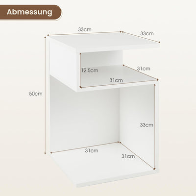 COSTWAY Beistelltisch Holz, 3 Ebenen Sofatisch, Nachttisch weiss, modern, für Wohnzimmer und Schlafz