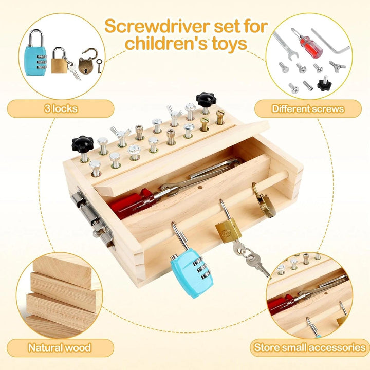 Montessori Schraubendreher Board Set, Holz Schraubbrett, Busy Board Holzspielzeug, Montessori Spielz