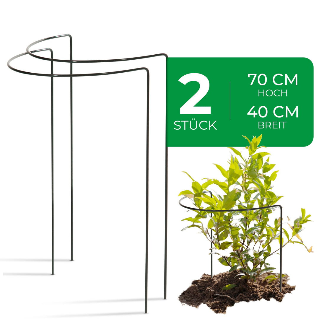 Novatool 2 Strauchstütze Metall halbrund 40 cm Ø70 cm hoch grün Staudenhalter Blumenhalter Rankengew