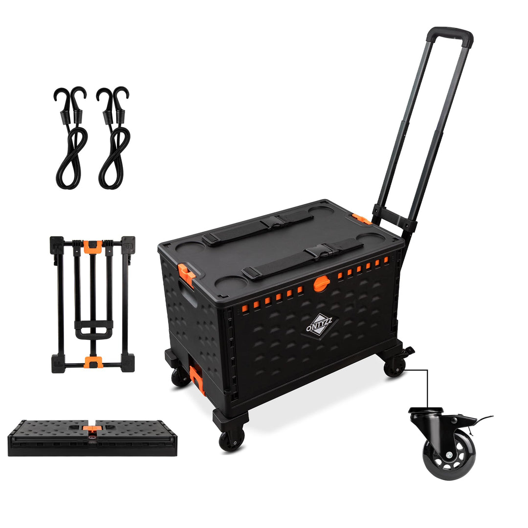 Einkaufstrolley Klappbar Einkaufswagen Trolley mit Einer Separaten Faltbaren Aufbewahrungsbox 60L Gr
