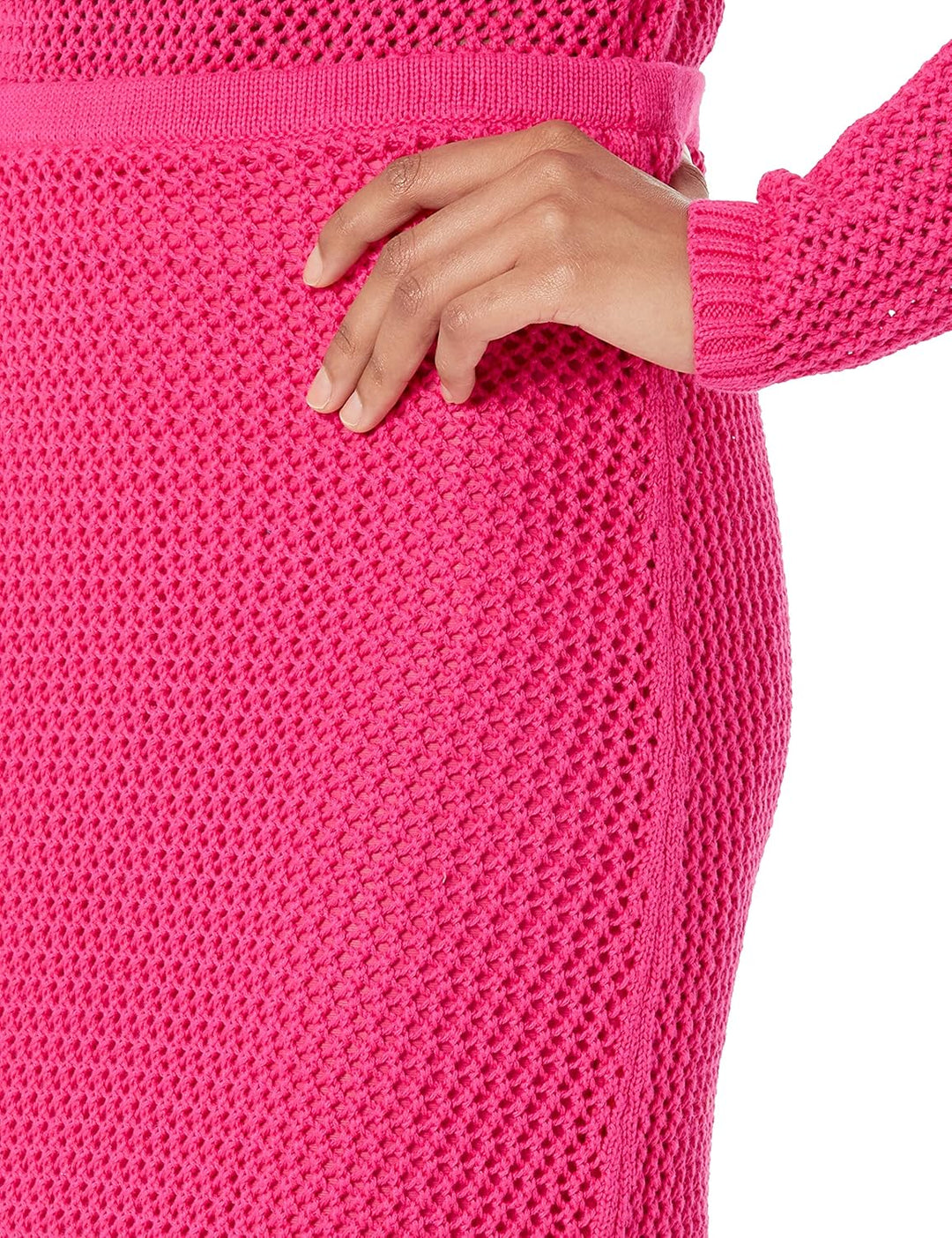 The Drop Midi-Rock für Damen, Halle, gehäkelt, mit seitlichem Schlitz M Rosa (Hot Pink), M Rosa (Hot