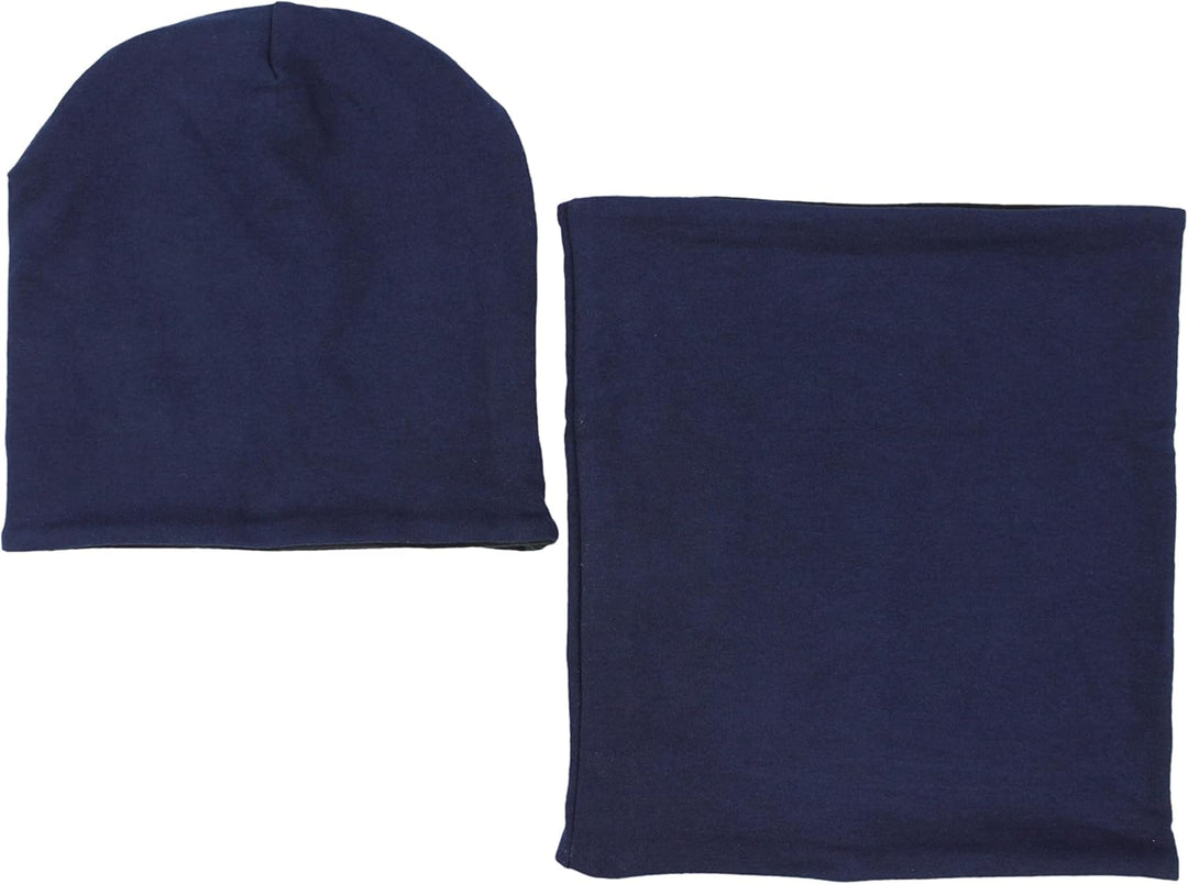 TupTam Unisex Kinder Beanie Mütze Schlauchschal Set, Dunkelblau