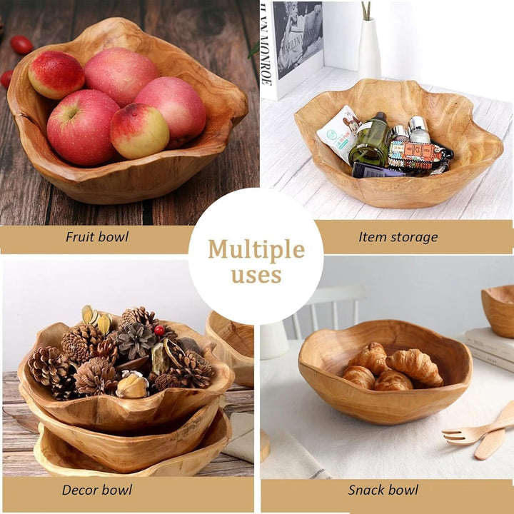 Obstschale aus Naturholz für unverwechselbares Dekor, unregelmässige kreative Holzschale, handgefert