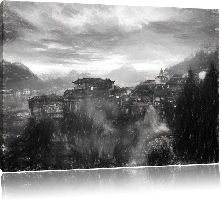 Pixxprint Gigantisches Dorf in China als Leinwandbild/Grösse: 100x70 / Wandbild/Kunstdruck/fertig be