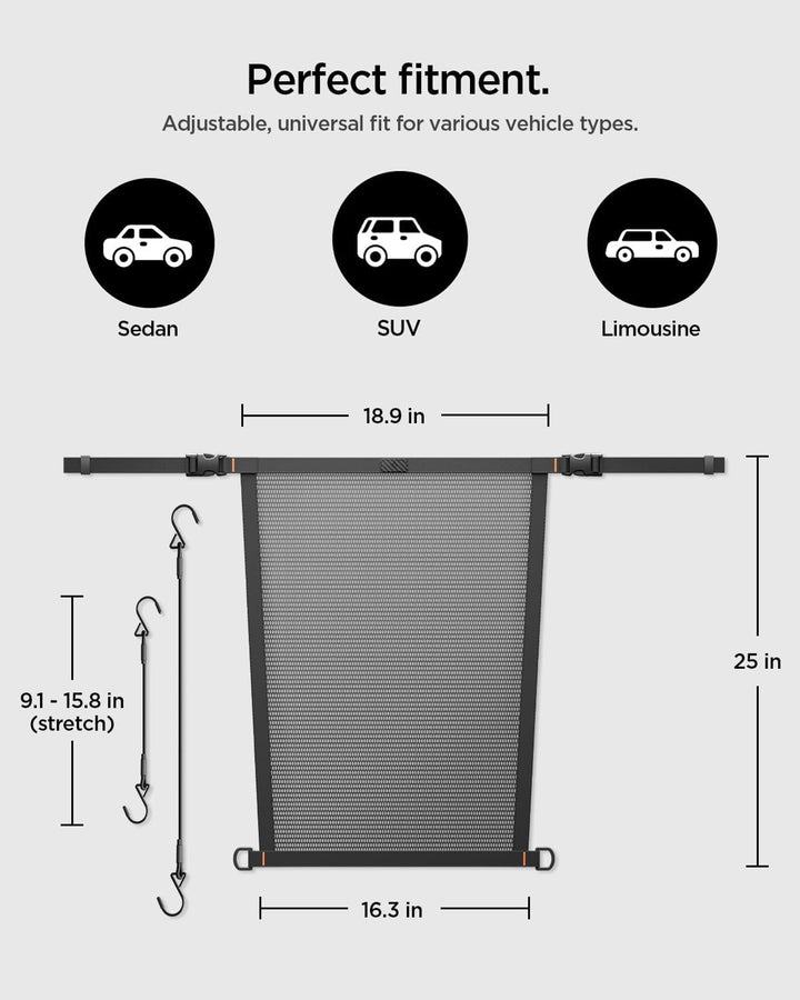 Spigen Tesla Model Y/3/X/S Hundegitter Auto, Tierbarriere mit Hartgitter & Haken für Rücksitz-Trenne
