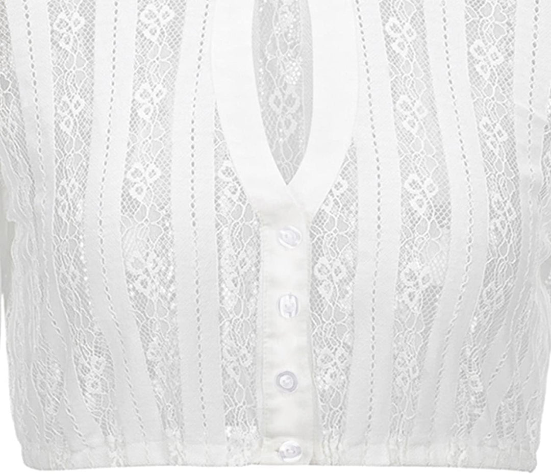 Kelliar Dirndlbluse Damen Creme-Weiss f. Oktoberfest Trachten Blusen Langarm Grösse 32-48 32 Jb24, 3
