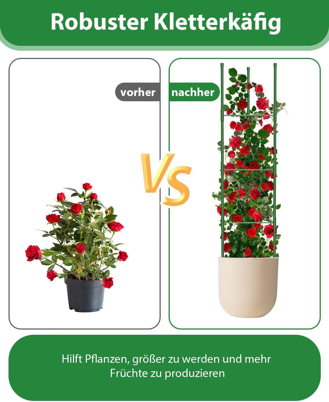 MYMULIKE Tomaten Rankhilfe 3 Stück, 130CM Pflanzenhalter für Tomate, Einstellbar Höhe Garten Rankhil