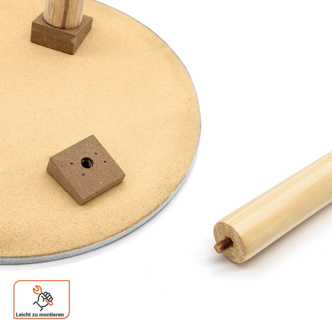 Spetebo Kleiner Beistelltisch 30x30 cm - weiss/Natur mit Dekor - Deko Holz Tisch Couchtisch Sofatisc