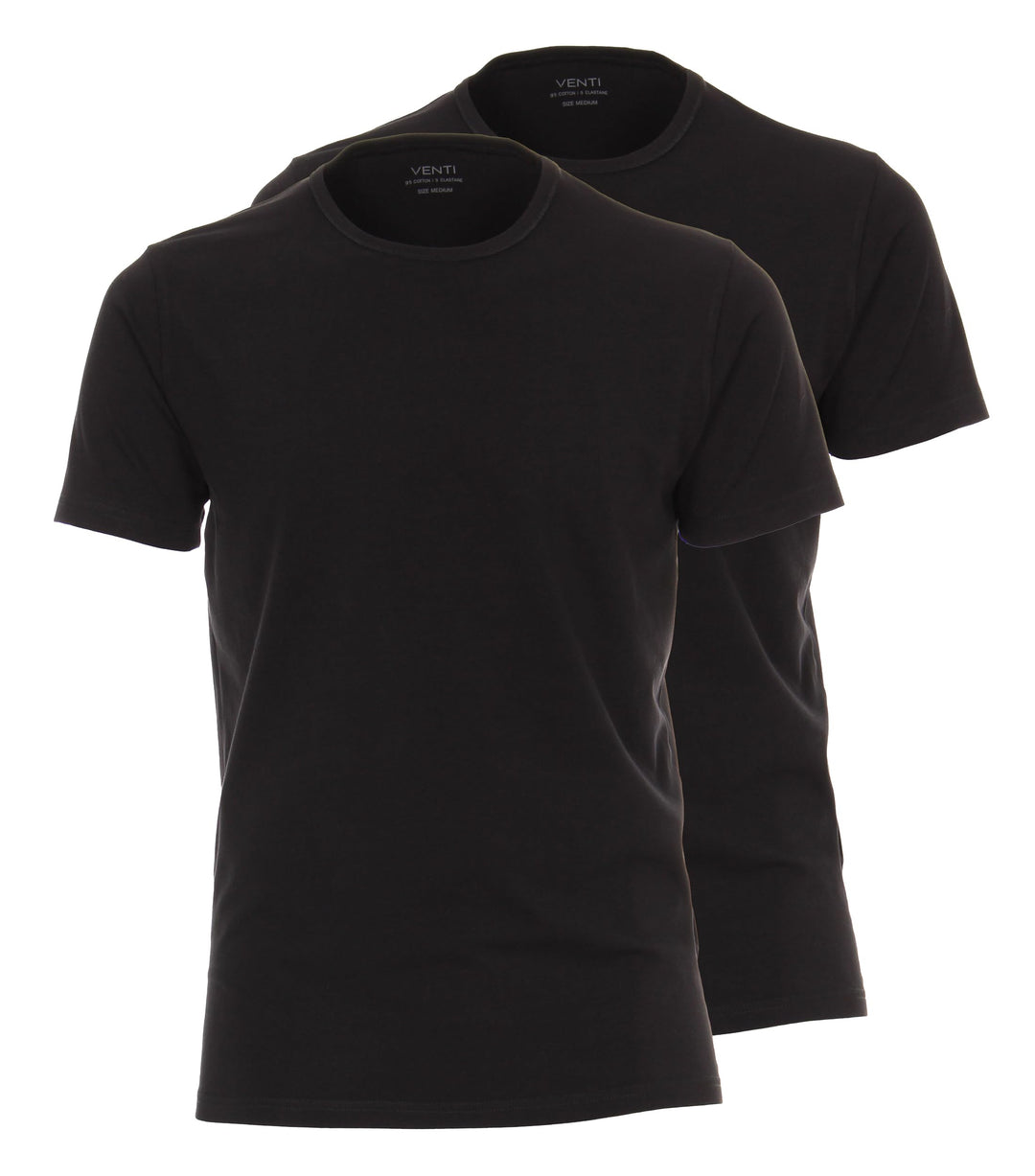Venti Herren T-Shirt Halbarm Doppelpack 012500 Pflegeleicht, Schwarz