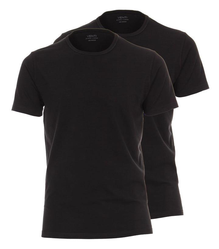 Venti Herren T-Shirt Halbarm Doppelpack 012500 Pflegeleicht, Schwarz