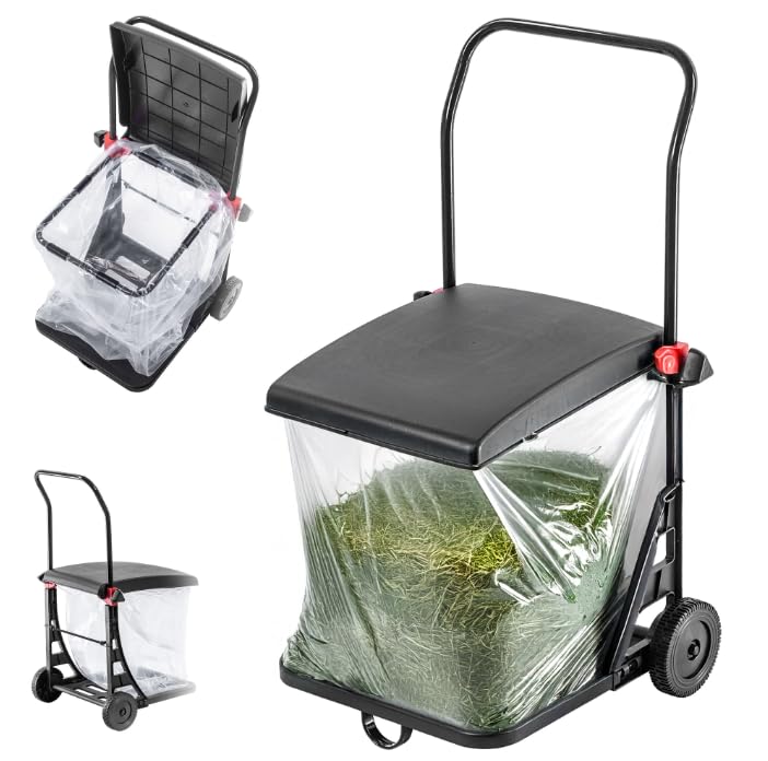 KADAX Abfallwagen 80L, Abfallbehälter mit Deckel und Rollen, mobiler Müllsackhalter für Garten, Müll