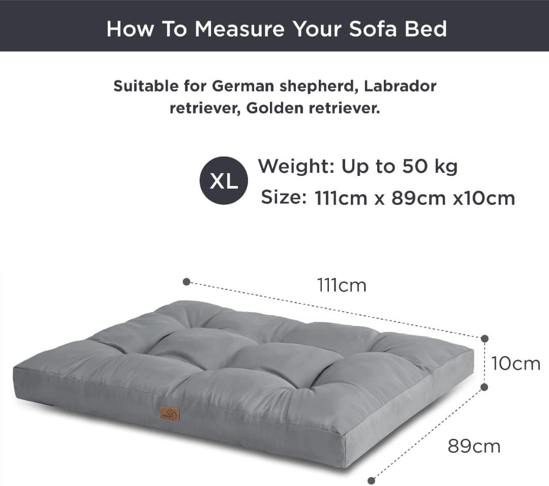 BEDSURE Hundekissen grosse Hunde waschbar - 111x89cm hundematratze wasserdicht XXL für grosse, mitte