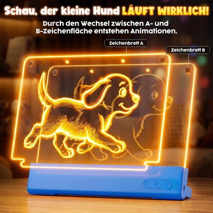LED Zeichenbrett Kinder, Maltafel für Kinder mit Doppeltafel (Blau), Blau