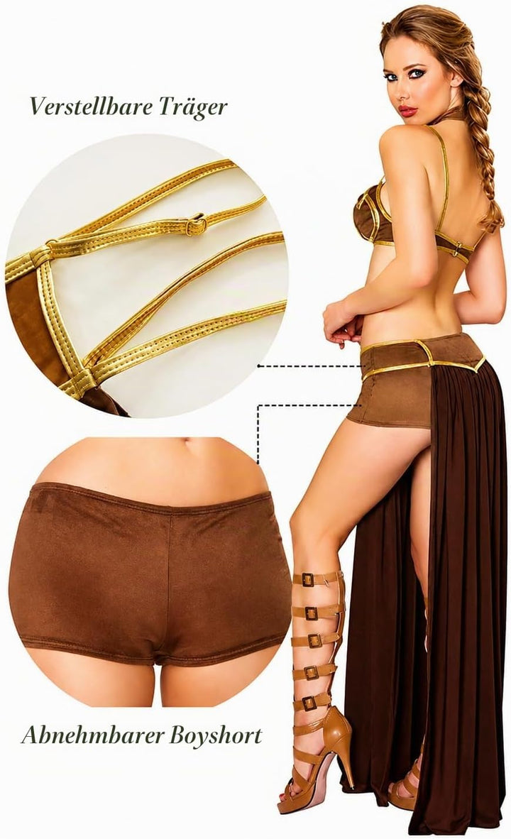 Tooperze Sexy Damen Kostüm Pinzessin Leia Kostüm Damen Cosplay Slave Ladies Princess Leia Fancy Dres