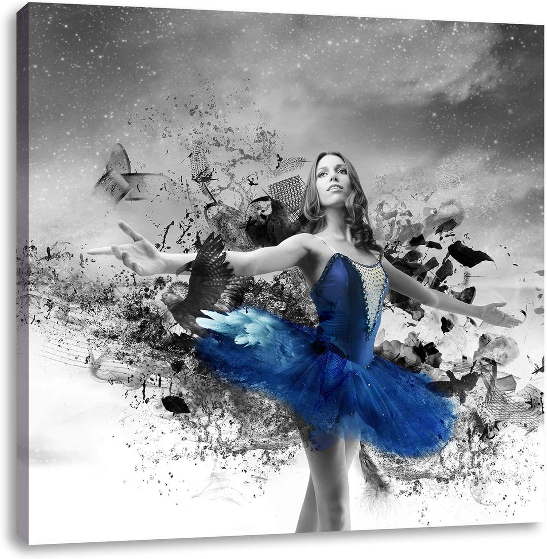 Pixxprint schöne Ballerina als Leinwandbild/Grösse: 70x70 cm/Wandbild/Kunstdruck/fertig bespannt, 70