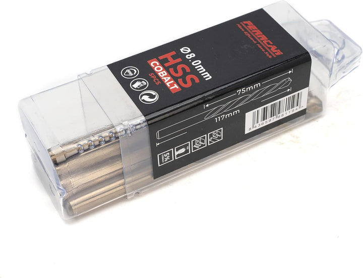 Ferrcan HSS Metallbohrer DIN338 M35 kobalt 7-13mm mm (5er Pack) (8mm), 8mm