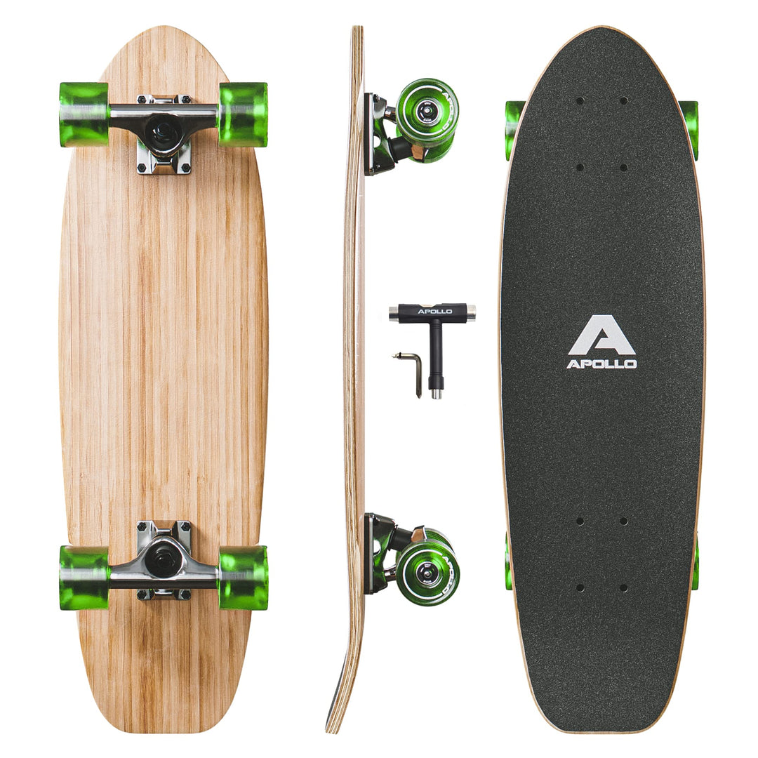 Apollo Mini-Longboard | Midi Cruiser als Komplett-Board, 70cm (30x8) | wendiges Kick Tail Mini Longb