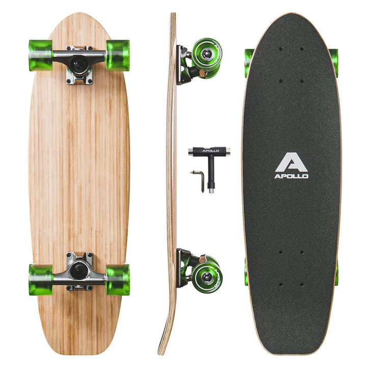 Apollo Mini-Longboard | Midi Cruiser als Komplett-Board, 70cm (30x8) | wendiges Kick Tail Mini Longb