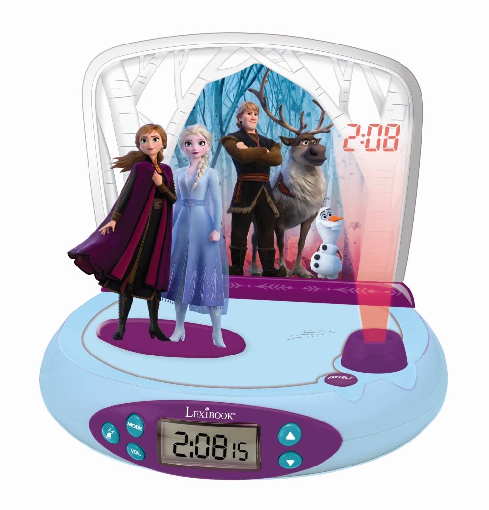 Lexibook, Die Eiskönigin ELSA Anna, Projektor-Wecker für Kinder, Nachtlicht und Zeitprojektion an di