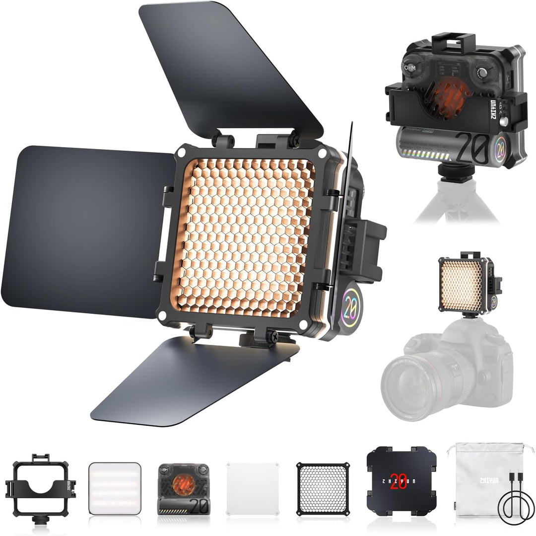 ZHIYUN Fiveray M20 Combo [Official] Videolicht 20W, Bi-Color LED Streaming Licht, Magnetisch Videole