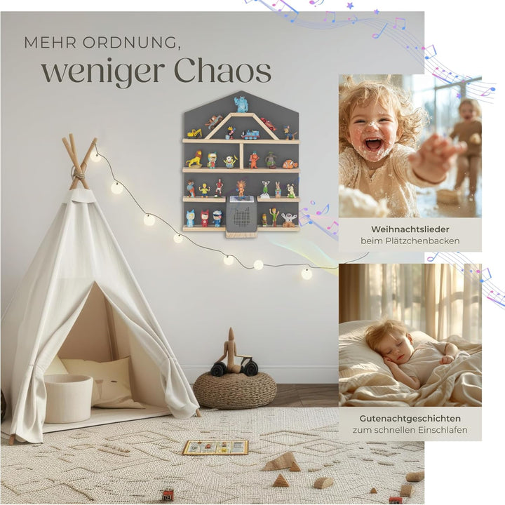 tectake® Holz Regal mit Magnetstreifen für Wand Montage, Wandregal für's Kinderzimmer, Aufbewahrung